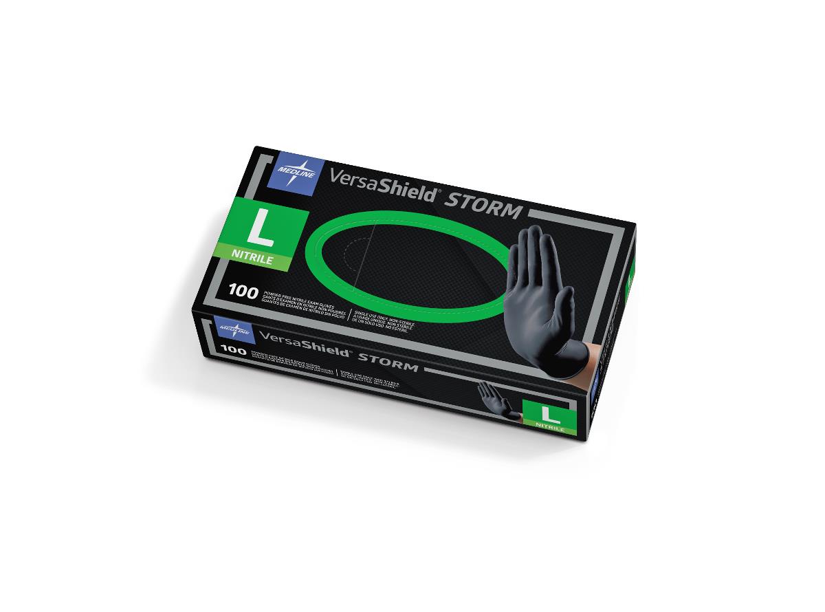 Versashield Storm Powder-Free Nitrile Exam Gloves Vstorm Black