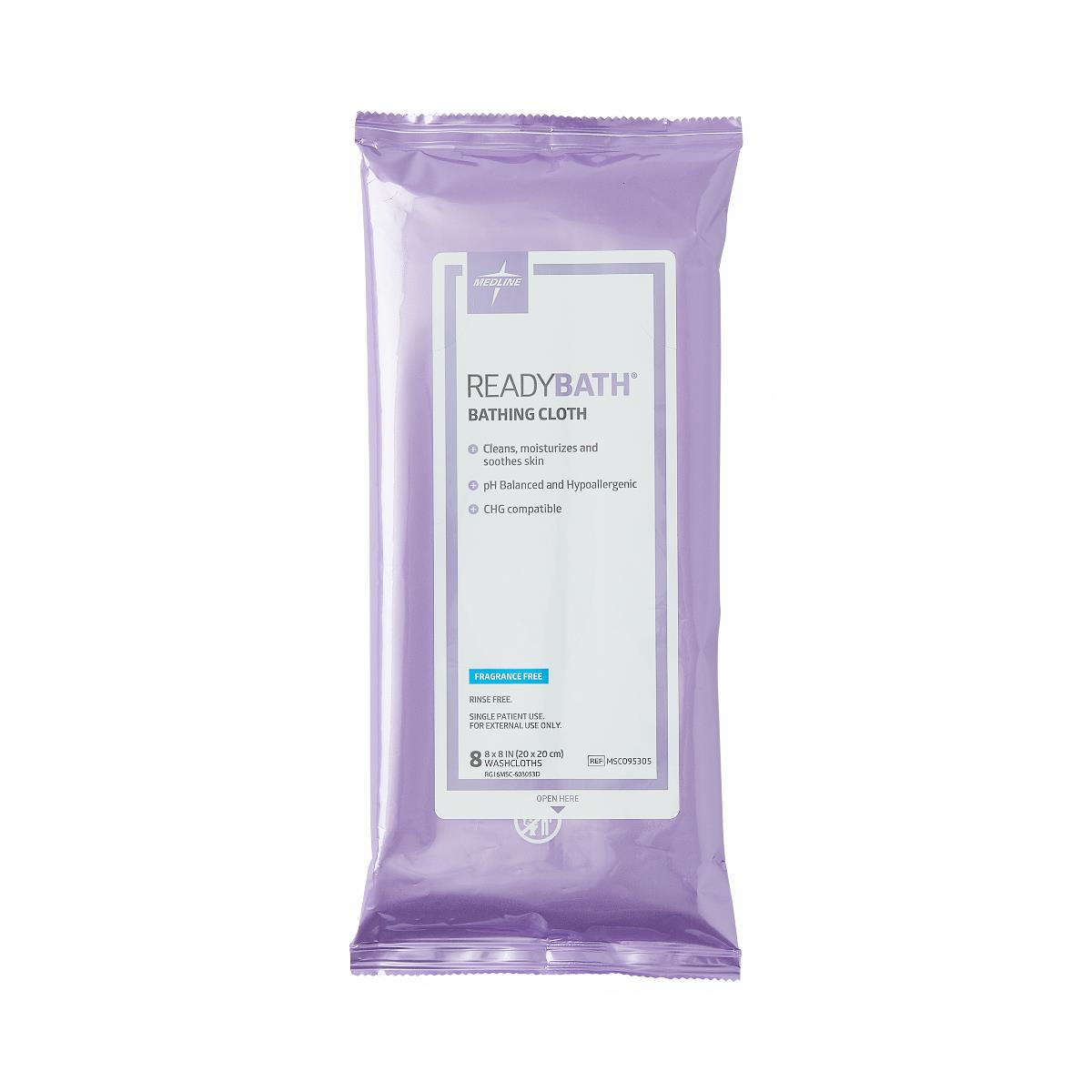 Readybath Total Body Cleansing Standard Weight Washcloths Frag Free 8/pack