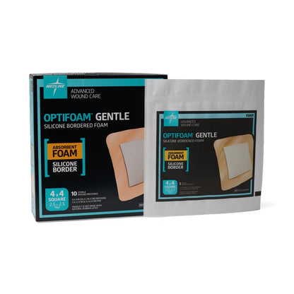 Optifoam Gentle Foam Dressings with Silicone Adhesive Border 4 x 4
