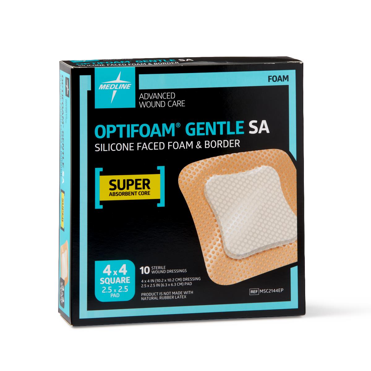 Optifoam Gentle SA Silicone-Faced Foam Dressings Bordered 4 x 4