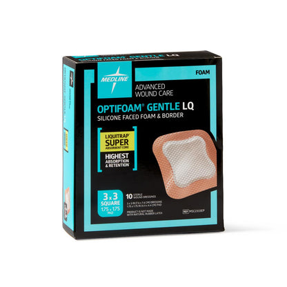 Optifoam Gentle LQ Silicone-Faced Foam Dressings Liquitrap Bordered 3 x 3