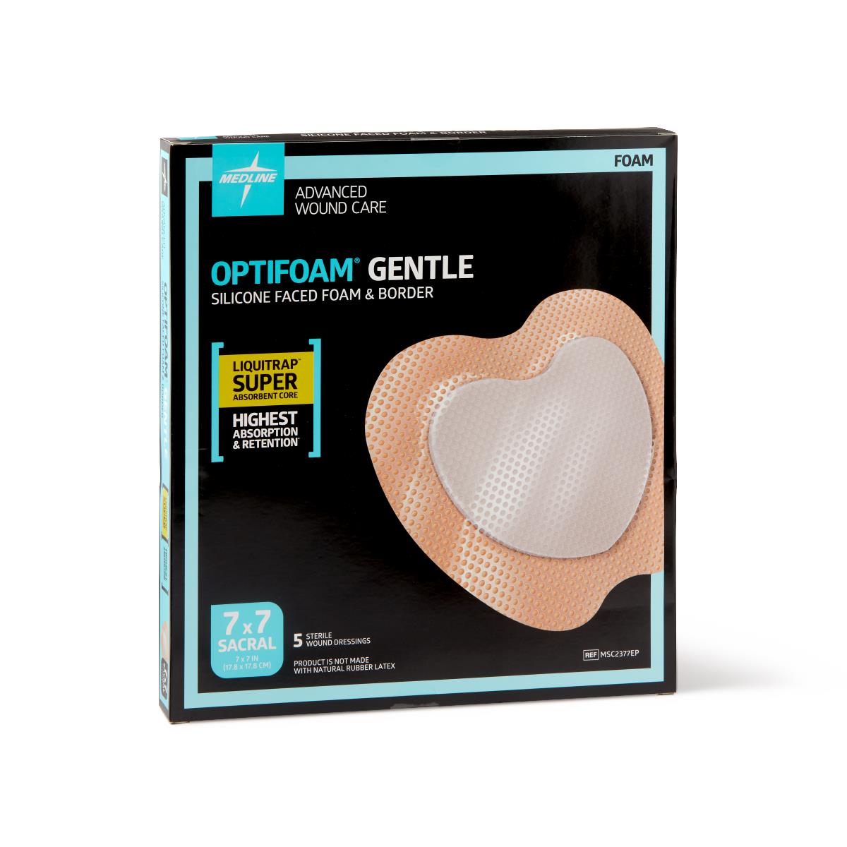 Optifoam Gentle LQ Silicone-Faced Foam Dressings Liquitrap Sacrum 7 x 7