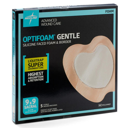 Optifoam Gentle LQ Silicone-Faced Foam Dressings Liquitrap Sacrum 9 x 9