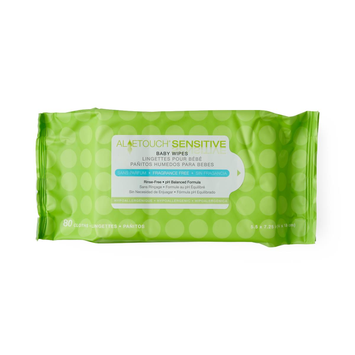 Hypoallergenic Fragrance-Free Baby Wipes Aloetouch Sensitive Fragrance Free 80ct