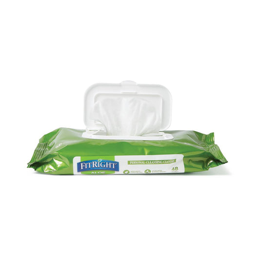 Fitright Aloe Personal Cleansing Wipes Wipe Wet Scented 8 x 10" 48/pack