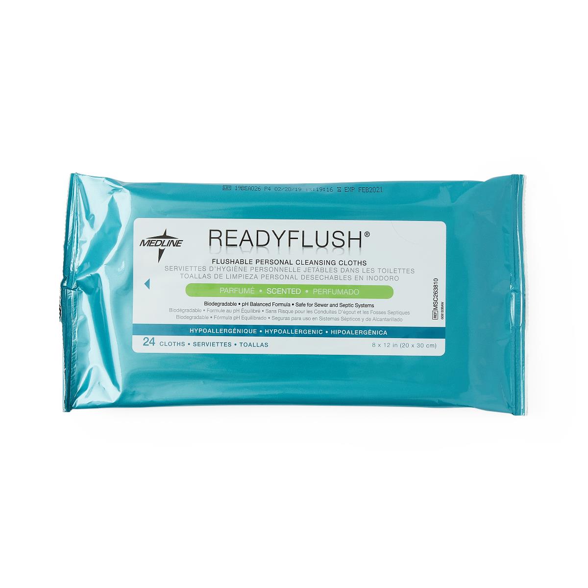 Readyflush Biodegradable Flushable Wipes Wipe Wet Scented 8 x 10" 24/pack