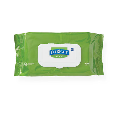 Fitright Aloe Personal Cleansing Wipes Wipe Wet Frag Free 8 x 10" 100/pack