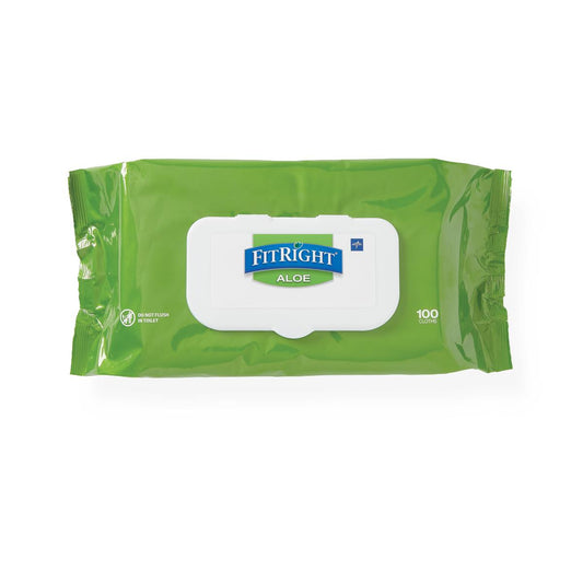 Fitright Aloe Personal Cleansing Wipes Wipe Wet Frag Free 8 x 10" 100/pack