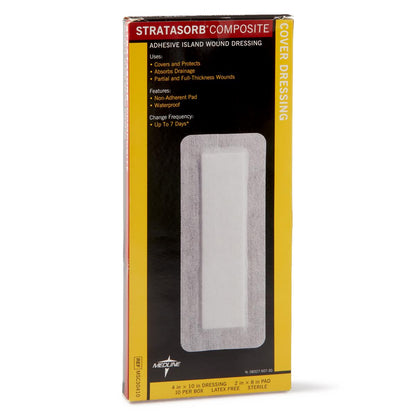 Stratasorb Waterproof Adhesive Island Wound Dressings Comp 4" x 10"