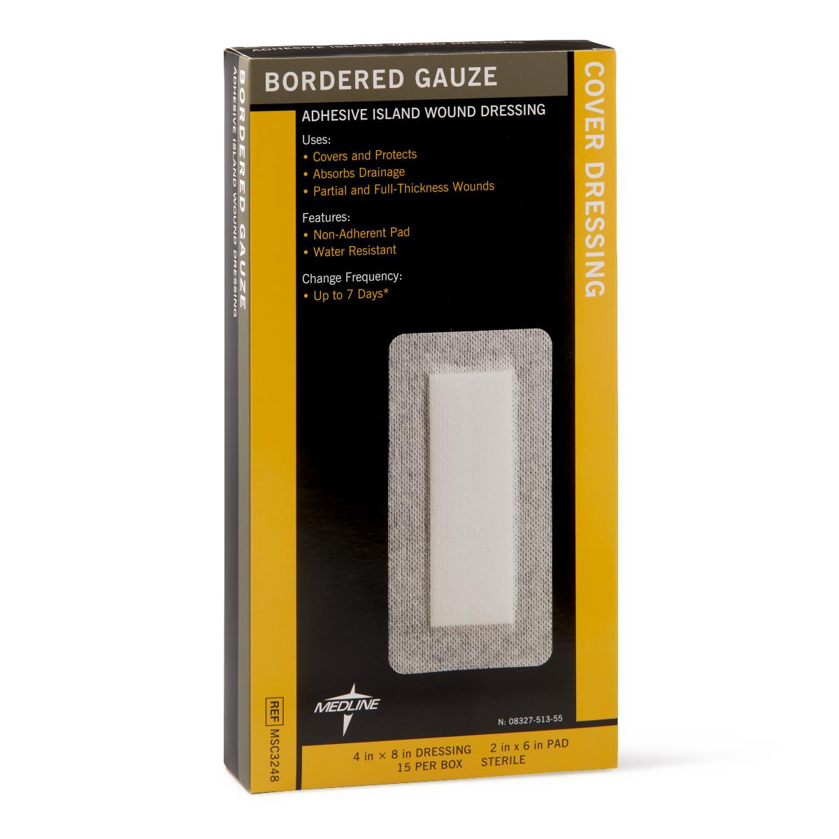 Bordered Gauze Adhesive Island Wound Dressings Border 4" x 8" 2" 6"pad Sterile