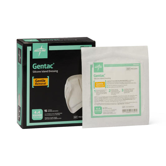 Gentac Silicone Island Dressings Brd Gze 4" x 4" 2.5" 2.5"pad Sterile