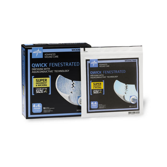 Qwick Nonadhesive Superabsorbent Wound Dressings Fenestrated 4.25 x 4