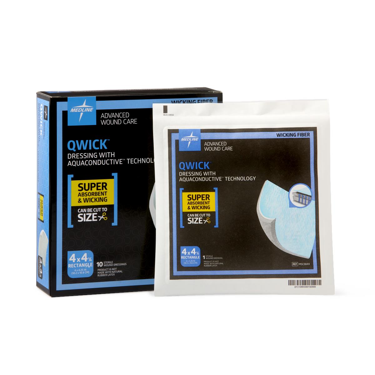Qwick Nonadhesive Superabsorbent Wound Dressings 4.25 x 4