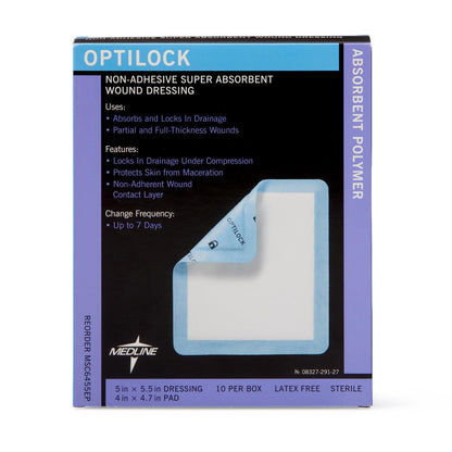 Optilock Nonadhesive Super Absorbent Wound Dressings 5 x 5.5