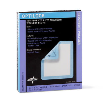Optilock Nonadhesive Super Absorbent Wound Dressings 5 x 5.5