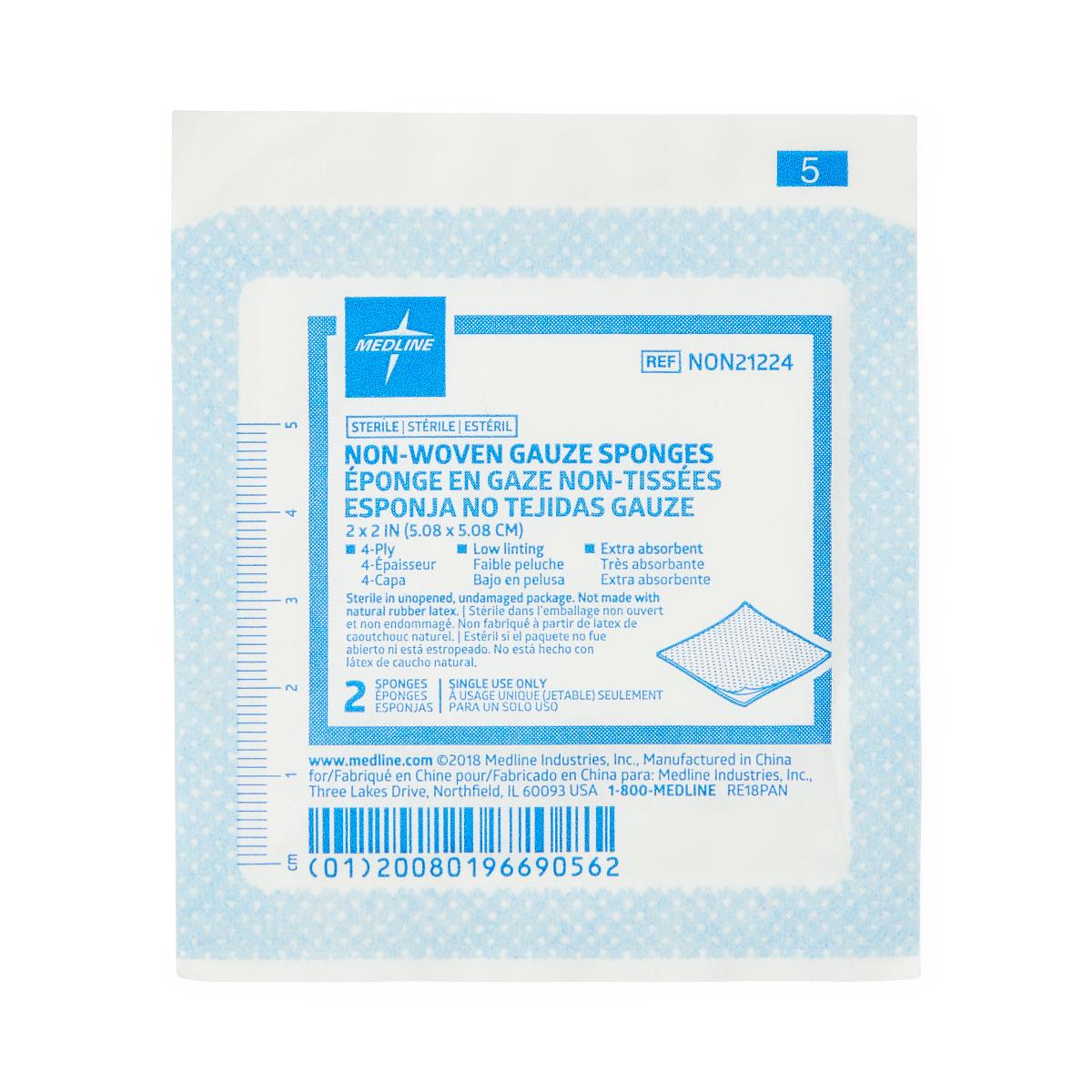Standard Sterile Nonwoven Gauze Sponges Avant 2" x 2" 4ply 2