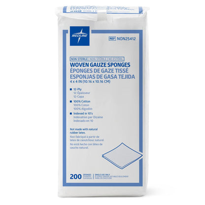 Nonsterile 100% Cotton Woven Gauze Sponges 12-Ply