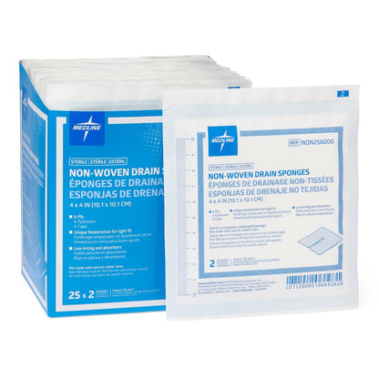 Sterile Nonwoven Gauze Drain Sponges 4" x 4" 6ply 2'S