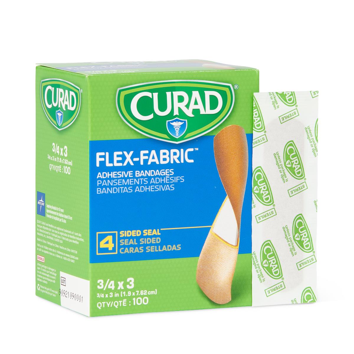 Curad Flex-Fabric Bandages Adhesive Fabric 3/4" x 3" Sterile