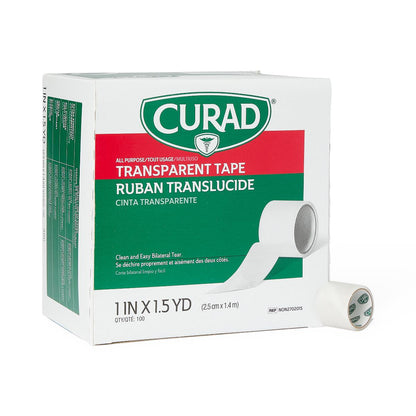 Curad Transparent Adhesive Plastic Tape 1" x 1.5yd 100/b
