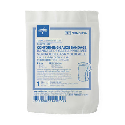 Bulkee Lite Sterile Cotton Conforming Bandage Gauze 2" x 3.5yd 12ct