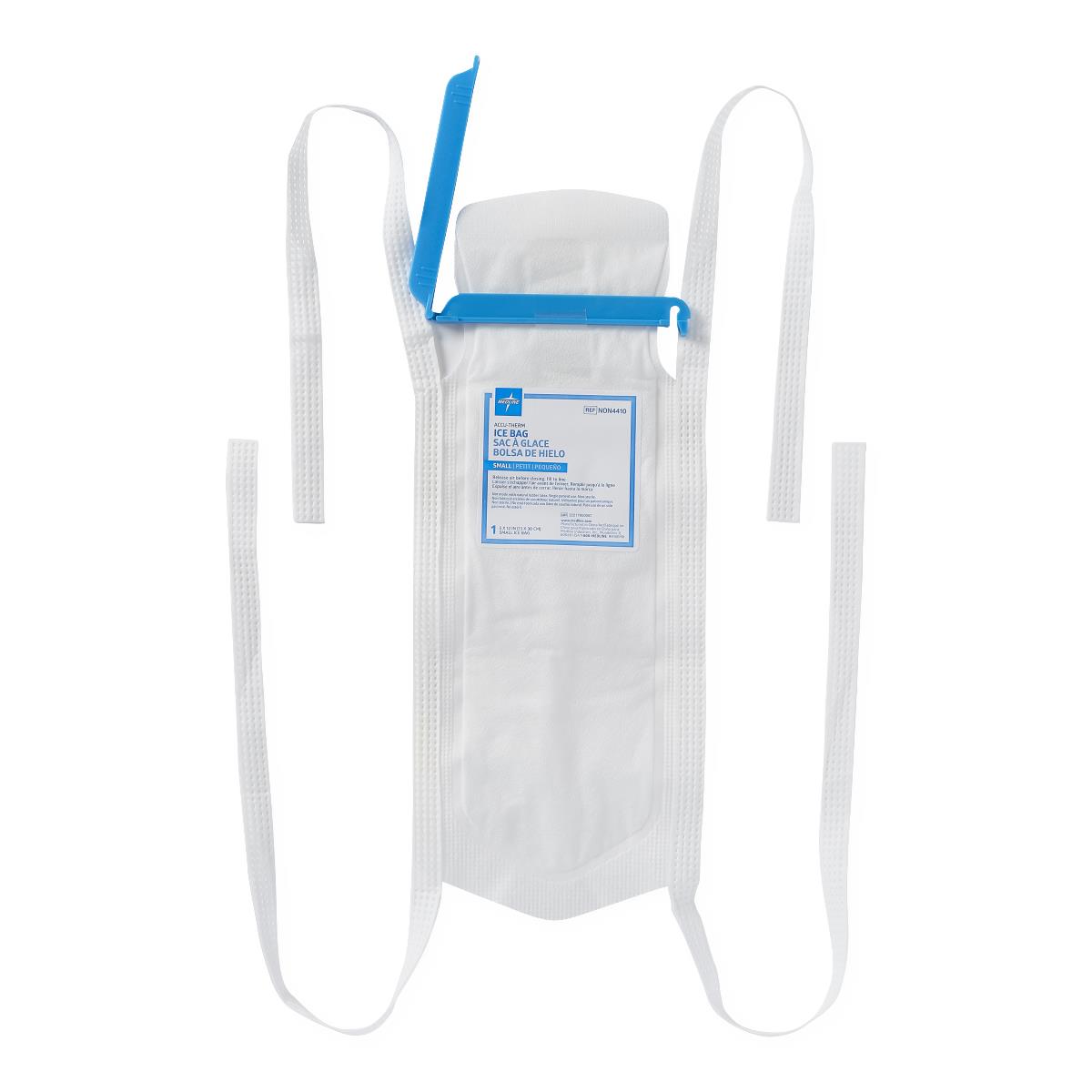 Refillable Ice Bags with Clamp Closure Clamp-Close 4-Ties White 5 x 12