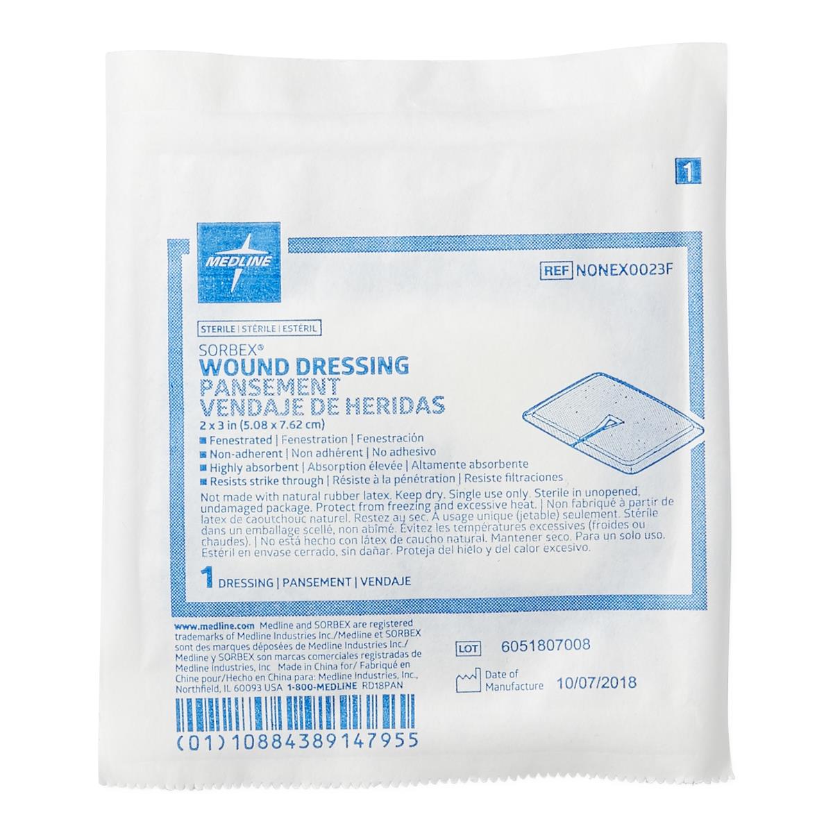 SorbeExtra Smallterile Absorbent Dressings Wound 2" x 3" Slit St