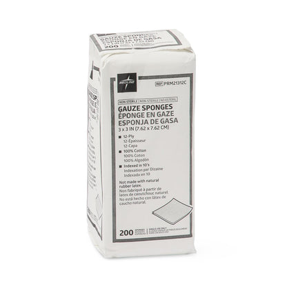 Cotton Woven Gauze Sponges 3" x 3" 12ply Non-Sterile 4000/cs