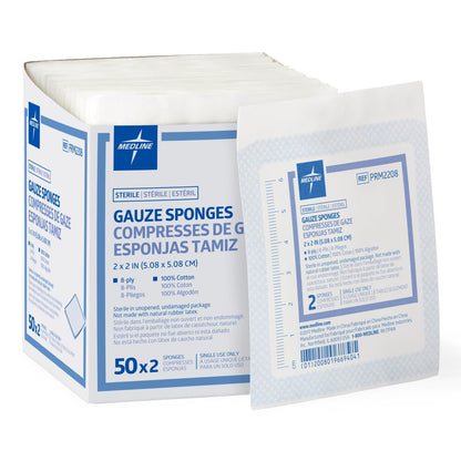 Sterile Woven Gauze Sponges 2" x 2" 8ply 2/pack