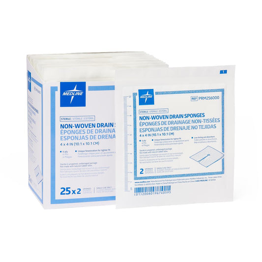 Sterile Nonwoven Gauze Drain Sponges Nonwvn 4" x 4" 6ply