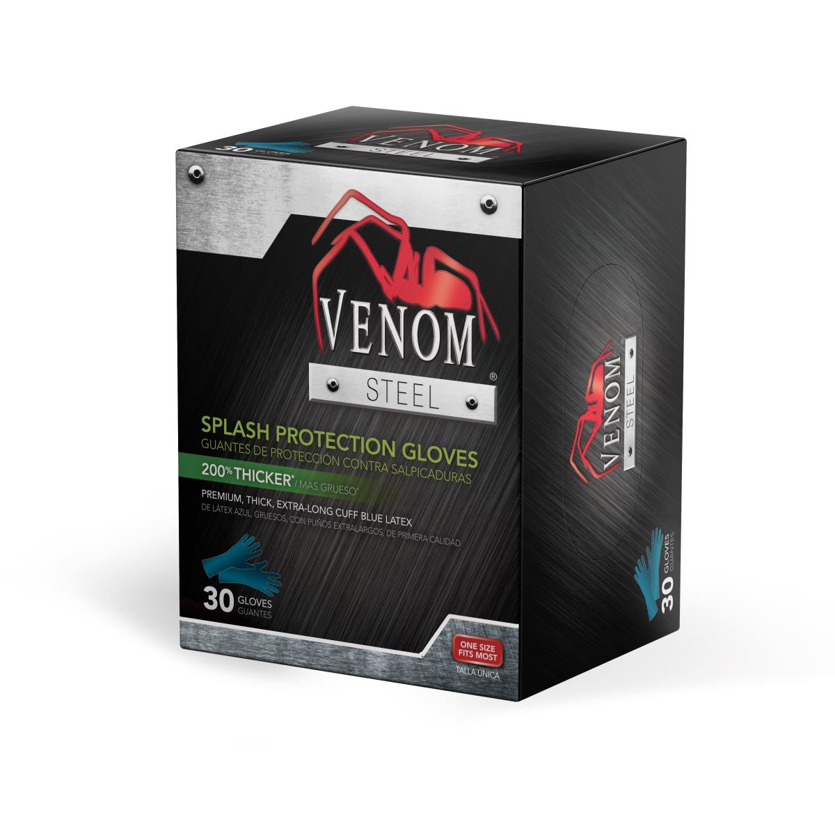 Venom Steel Powder-Free Latex Gloves Glove Ind Pf Splsh 30ct L- x (Case of 16)