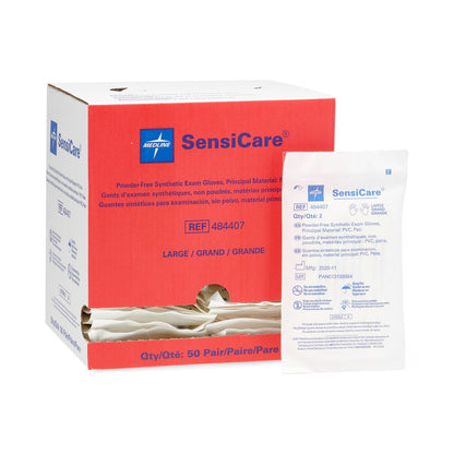 Sensicare Stretch Vinyl Sterile Exam Gloves Pair Wrapped
