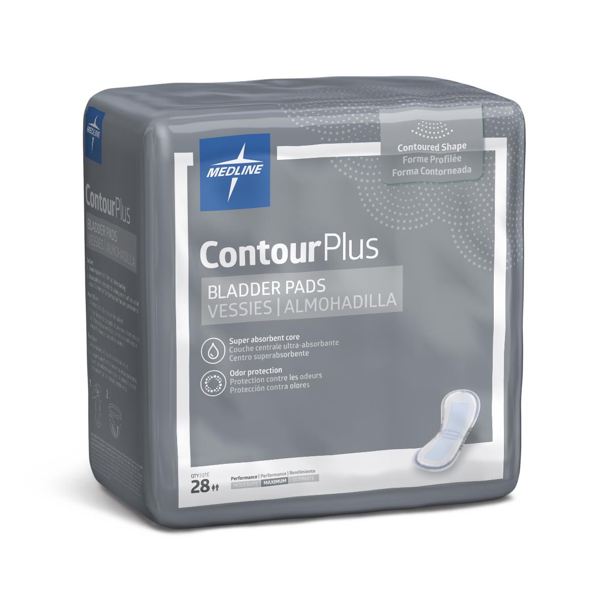 ContourPlus Bladder Control Pads for Incontinence Unisex 5.5 IN x 10.5 IN 28ct