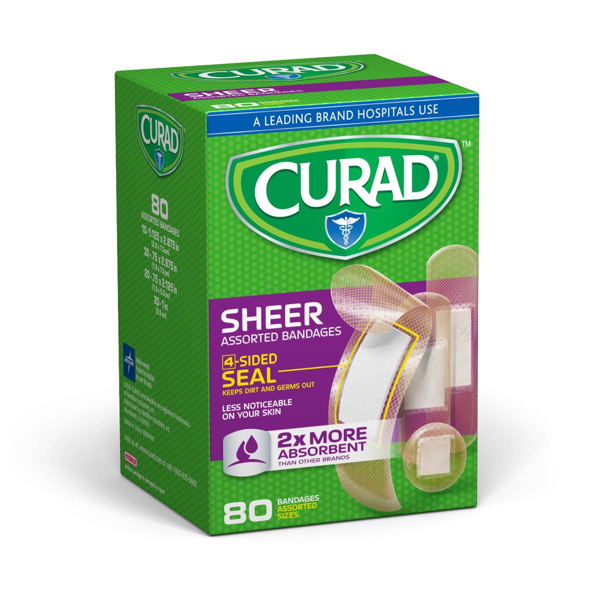 Curad Sheer Adhesive Bandages Assorted 80ea/box (Case of 24)