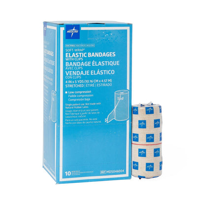 Soft-Wrap Nonsterile Elastic Bandages 4 x 5yd Clips