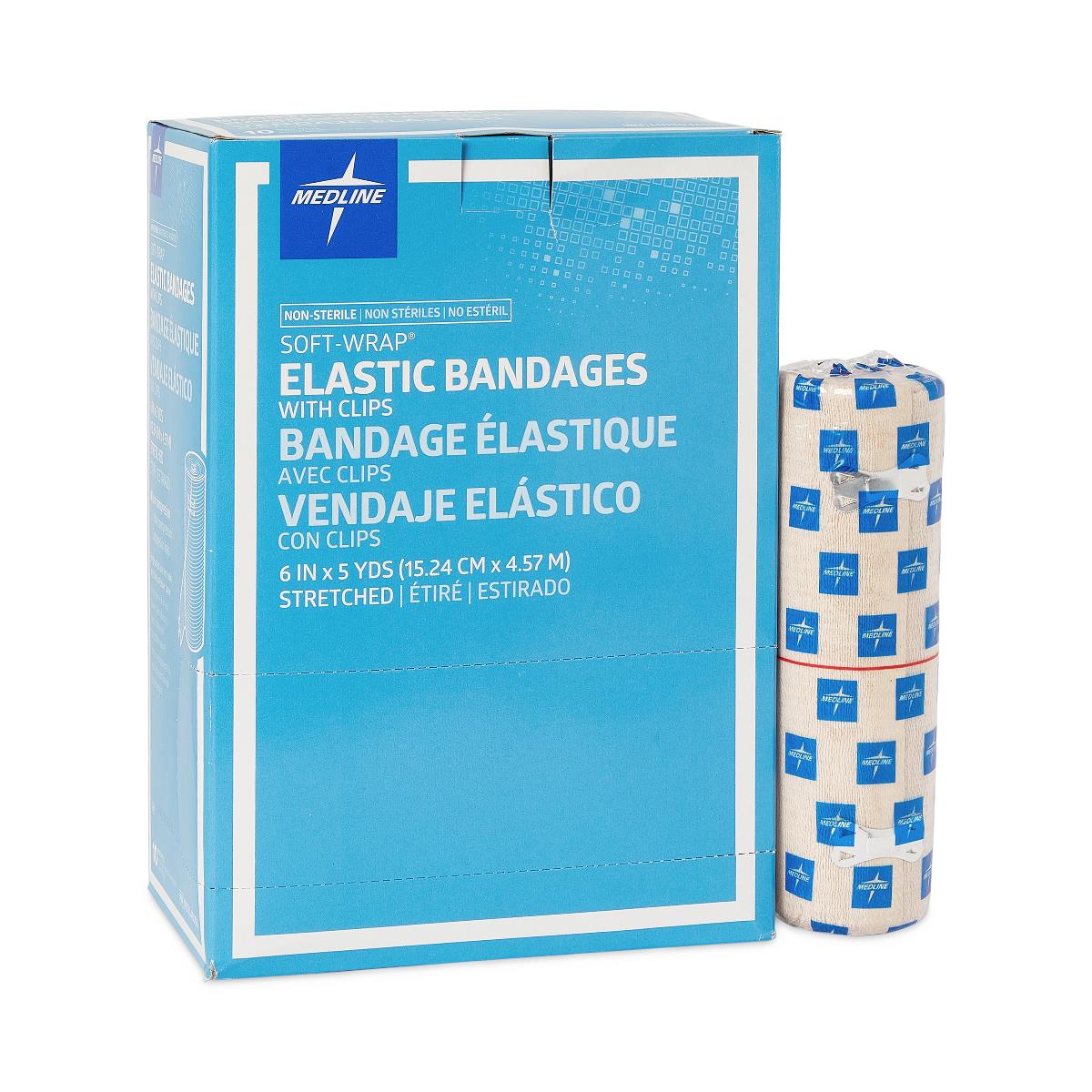 Soft-Wrap Nonsterile Elastic Bandages 6 x 5yd Clips