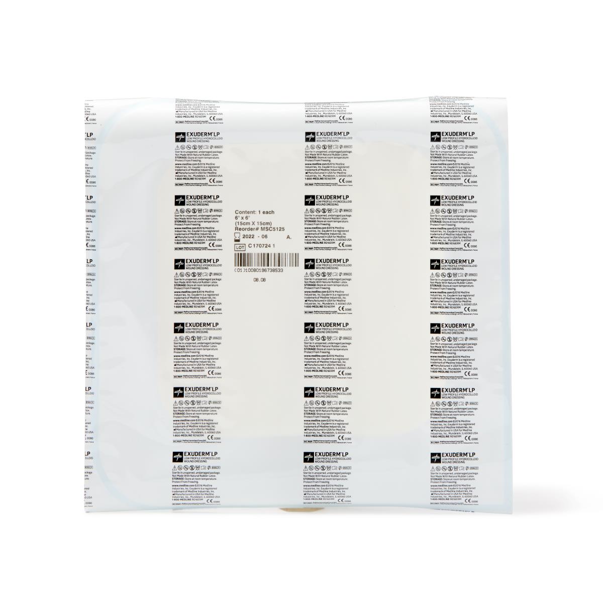 Exuderm Low-Profile Hydrocolloid Wound Dressings 6" x 6"