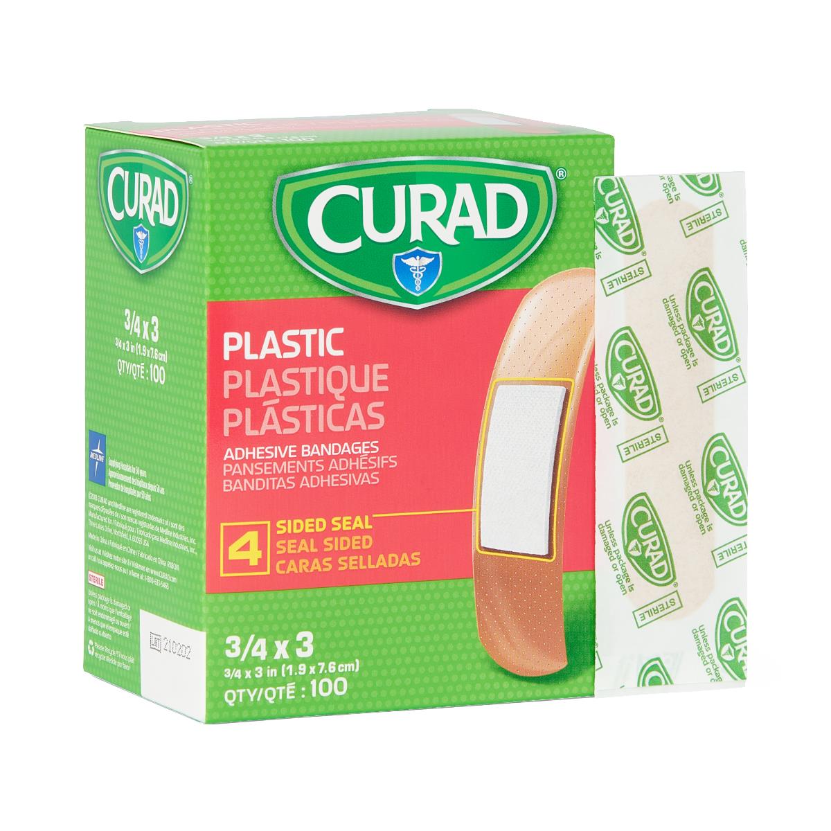 Curad Plastic Adhesive Bandages 3/4" x 3" 100ct