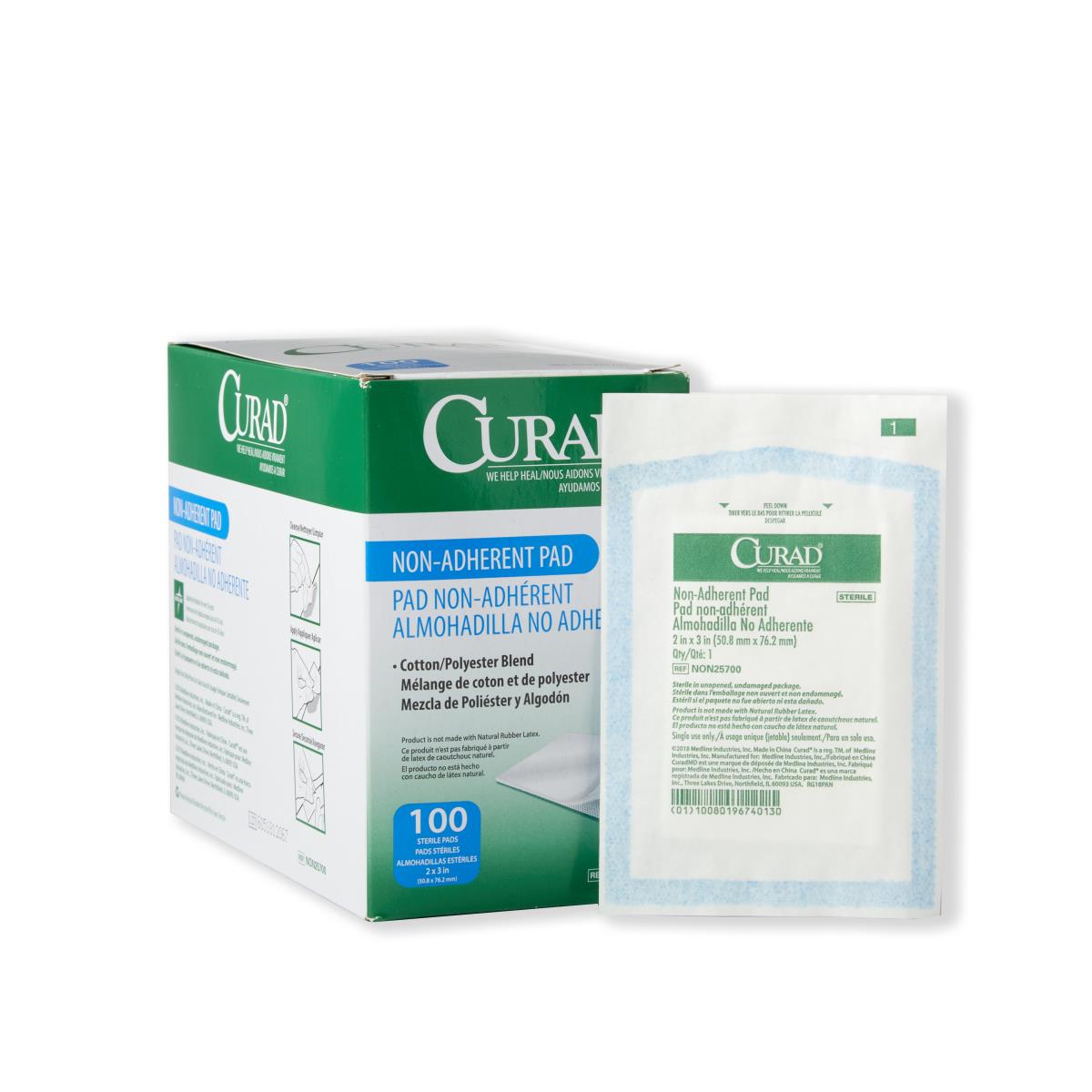 Curad Sterile Non-Adherent Dressing Pads 2 x 3 1/pack