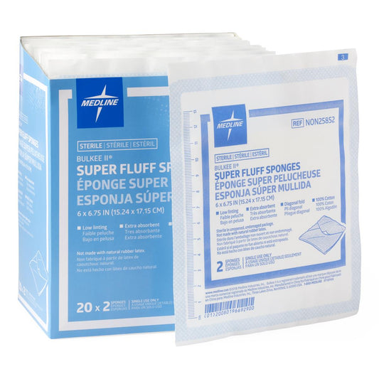 Sterile Bulkee II Extra Absorbent Super Fluff Sponge Gauze 6" x 6.75" 2'S