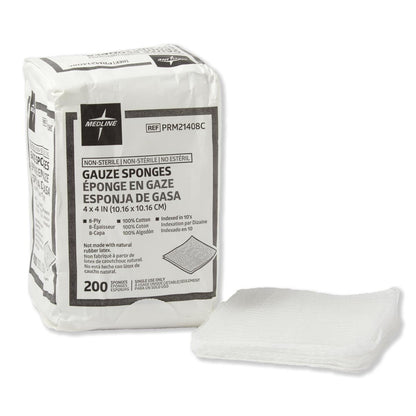 Nonsterile 100% Cotton Woven Gauze Sponges 4" x 4" 8ply 4000/cs
