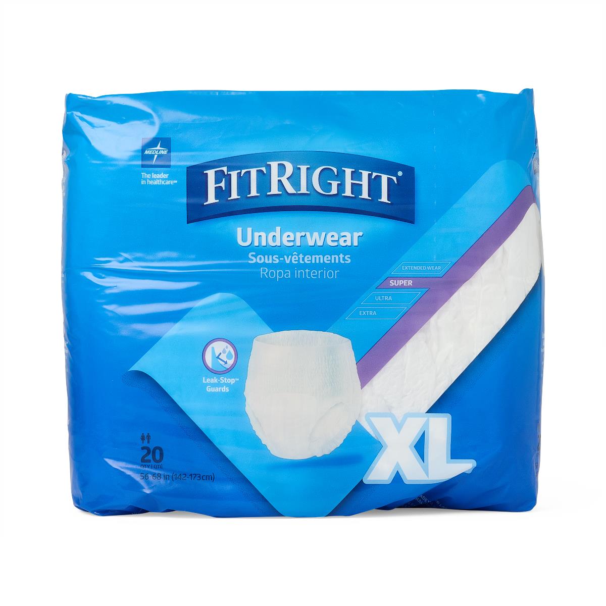 FitRight Super Incontinence Underwear Unisex Heavy Absorbency 20ct