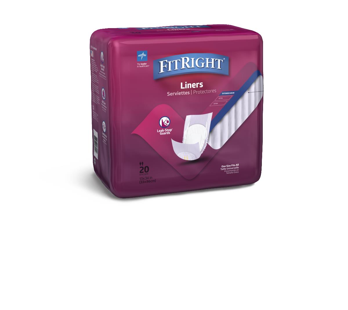 FitRight Incontinence Liners 13" x 34" 20ct