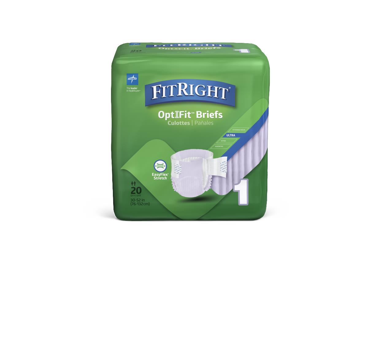 Fitright Stretch Ultra Incontinence Briefs with Center Tab Medium/large 30-52