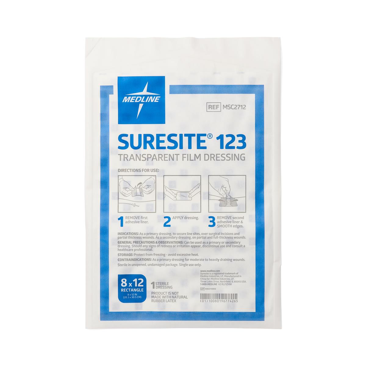 Suresite 123 Transparent Film Dressing 8" x 12"