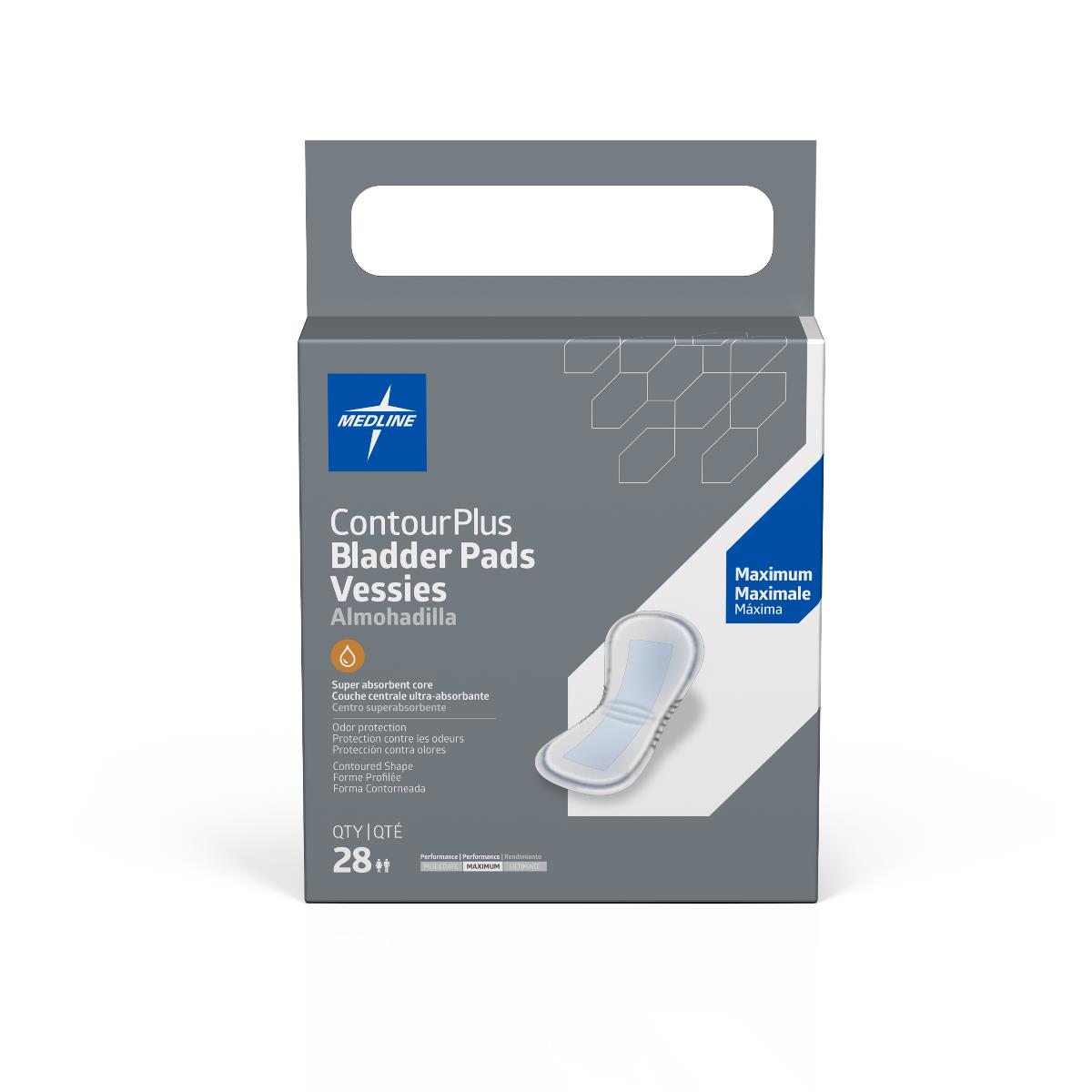 ContourPlus Bladder Control Pads for Incontinence Unisex 5.5 IN x 10.5 IN 28ct