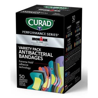 Curad Performance Series Ironman Antibacterial Bandages Im Antibac Variety Pack 50ct Each
