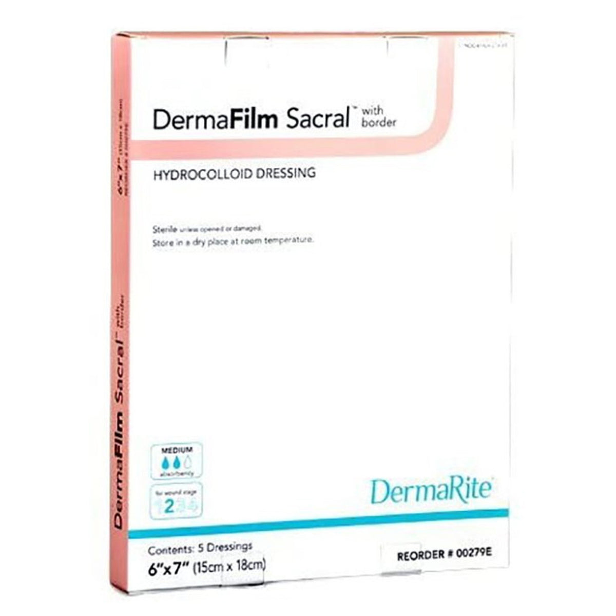 DermaFilm Hydrocolloid Dressing Sacral 6" x 7"