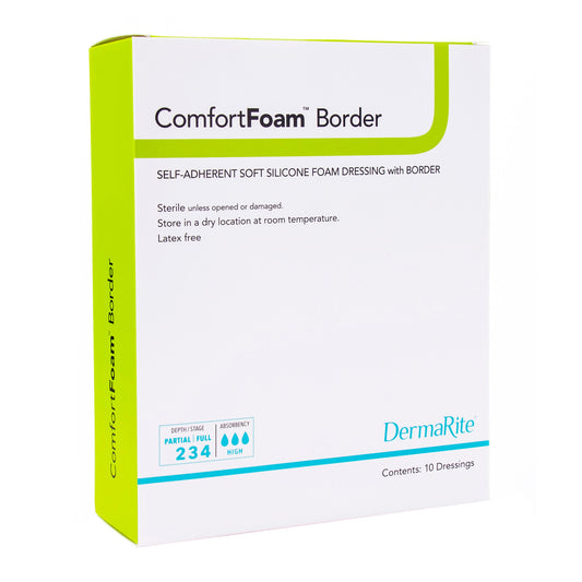 ComfortFoam Self-Adherent Soft Silicone Foam Dressing with Border Heel/Elbow 5" x 8"