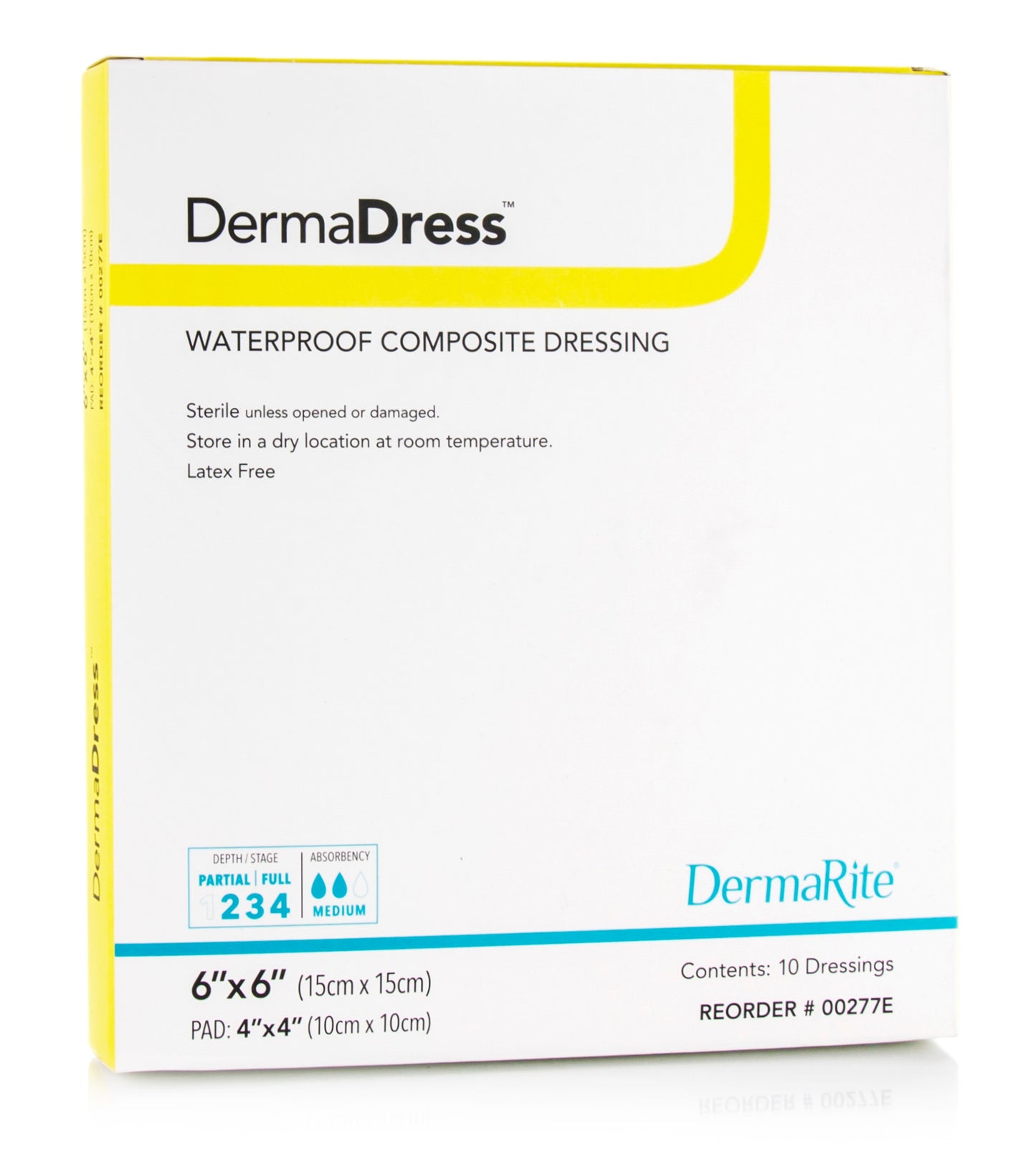 DermaDress Waterproof Composite Dressing 6" x 6" 10 Count